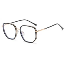 Metal Square Anti Blue Light Reading Glasses Women Fashion Large Frame Glasses 