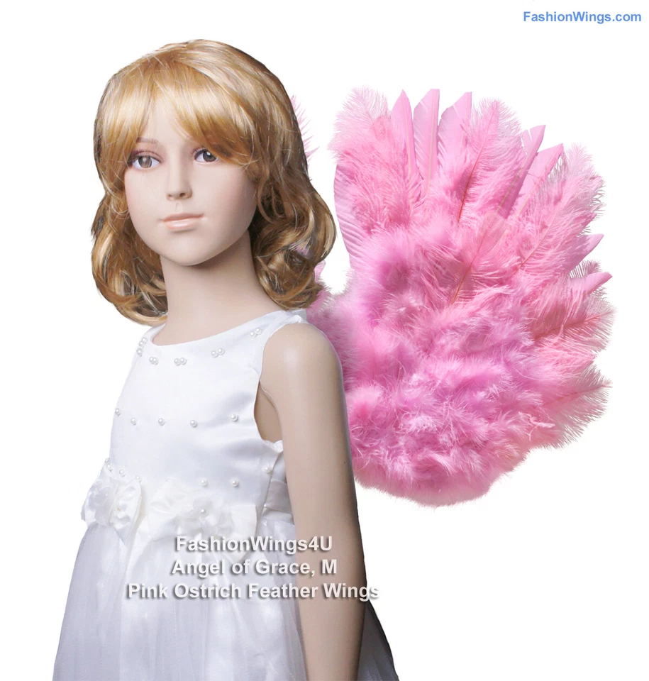 FashionWings (TM) Children's Pink Ostrich Feather Costume Angel Wings Unisex - Image 2 of 4