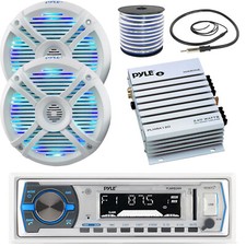 Pyle PLMRB29W Single DIN MP3 Receiver, 2x 6.5'' 250W Speakers, 2-CH Amplifier