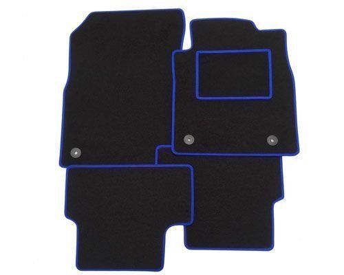Maßgefertigte Auto-Fußmatten für Toyota IQ (ab 2009) SCHWARZ BLAUER RAND + CLIPS - Bild 1 von 2