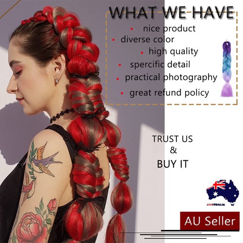 Crochet Jumbo Braiding Hair Extensions Afro Colored Box Braids Strand Natural AU - Picture 11 of 56