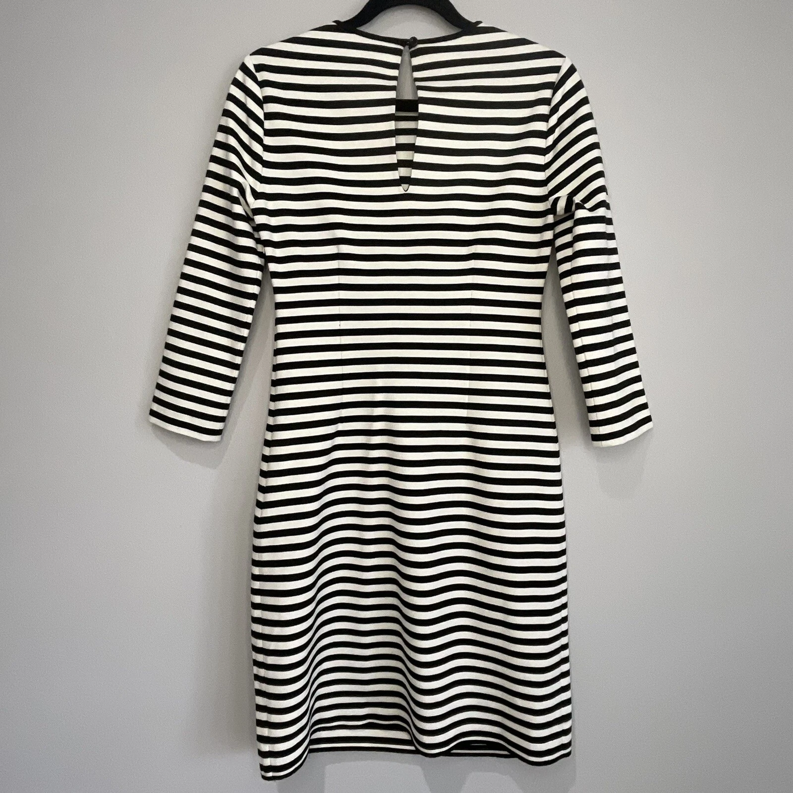 Abito costiero Kate Spade nero bianco a righe preppy buco della serratura taglia 6