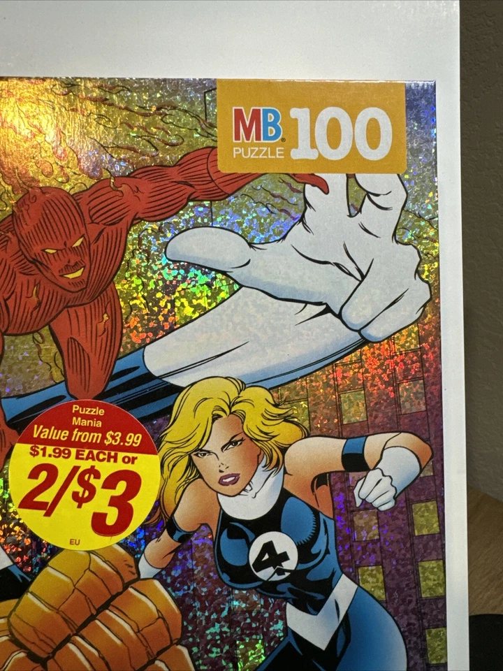 Rompecabezas de papel de aluminio vintage Marvel Fantastic Four Milton Bradley 1996 caja sellada  Foto 4 de 4