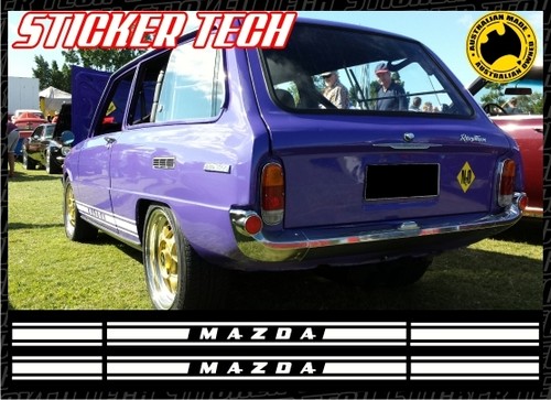 CALCOMANÍA ADHESIVA RAYAS LATERALES GIRATORIAS TRAJES MAZDA RX2 RX3 RX7 RX3 RX8 R100 MX5 MIATA - Imagen 2 de 5