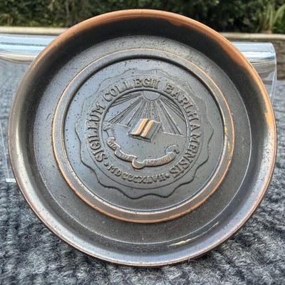 Vintage Hyda Park Metal Coaster W Sigillum College II Earlhamensis Stamp