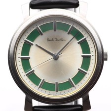 Rare Paul Smith 6038-G13884TA Quartz Green Dial Discontinued 35mm Black Leather