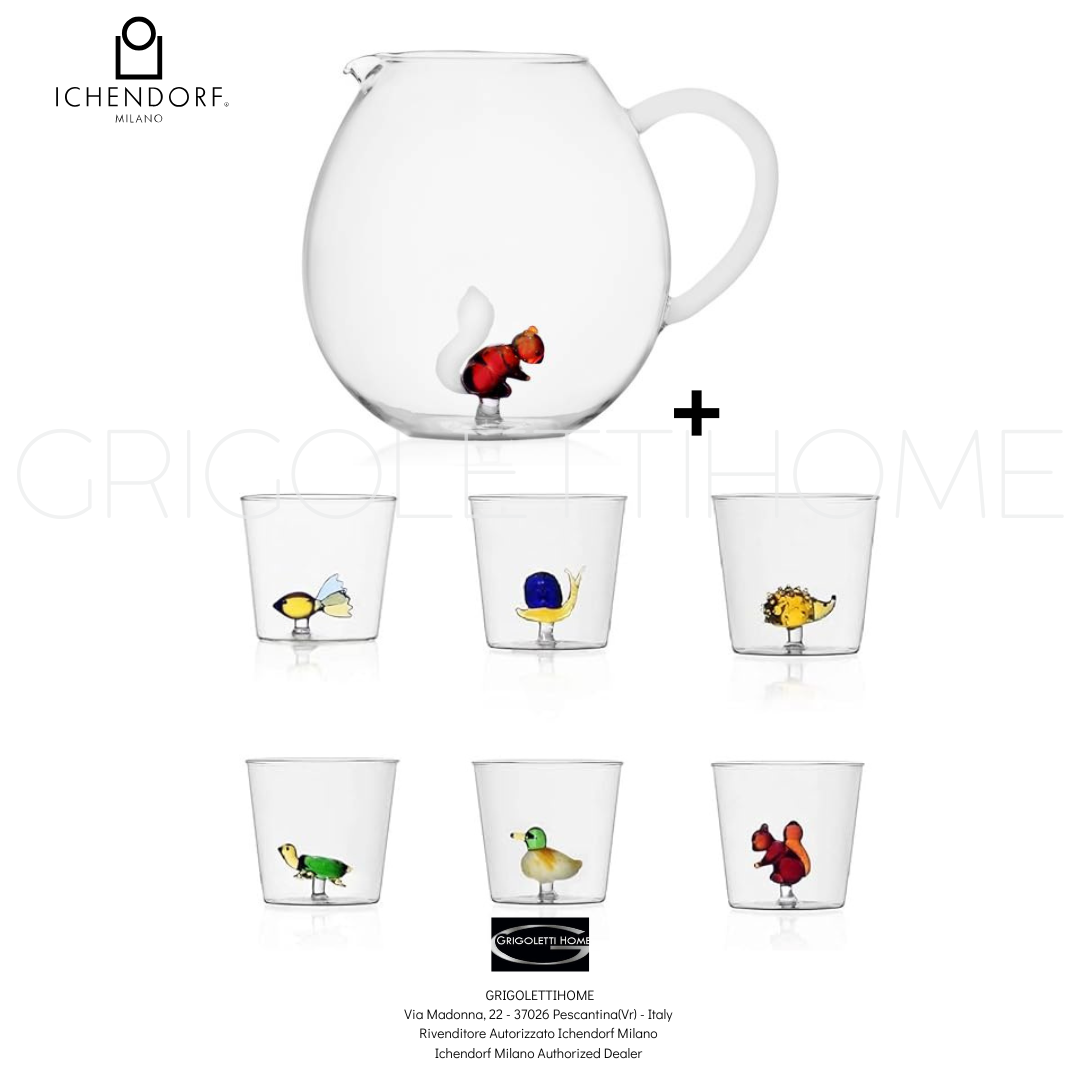 Ichendorf Milano Animal Farm Pitcher With 6 Tumblers/Tumblers, Multicolor