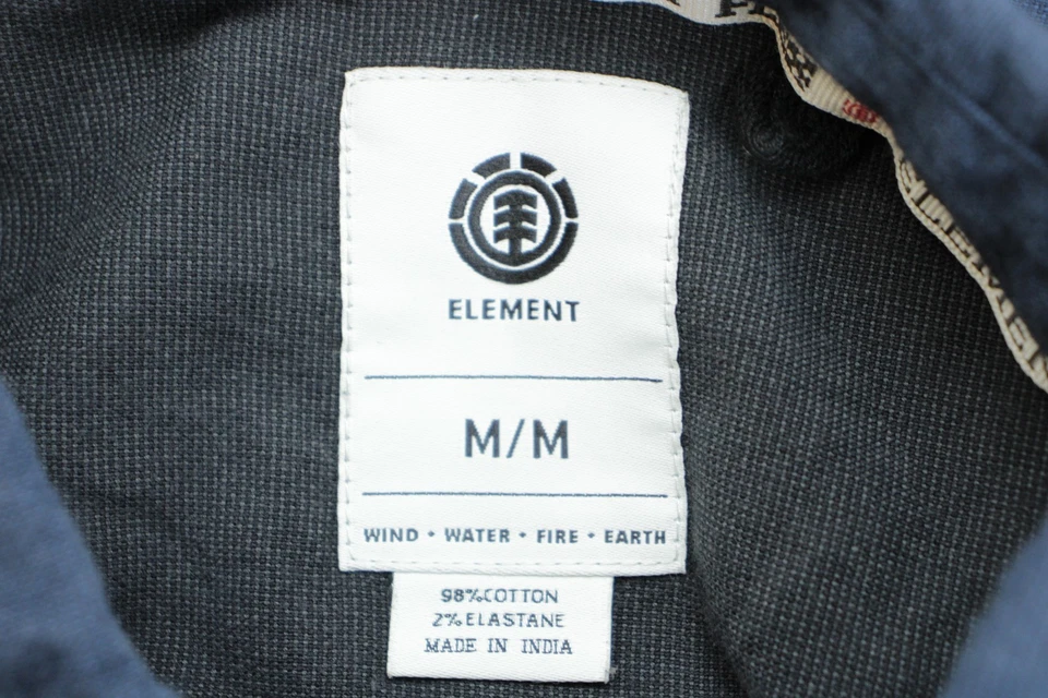 Camisa Element Para Hombre Mediana Azul Marino Mezcla de Algodón Elastizada Con Botones Manga Larga Foto 4 de 4