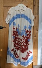 Carolina K Cotton Silk Shirt Dress, Short Sleeve Button down front, Size S