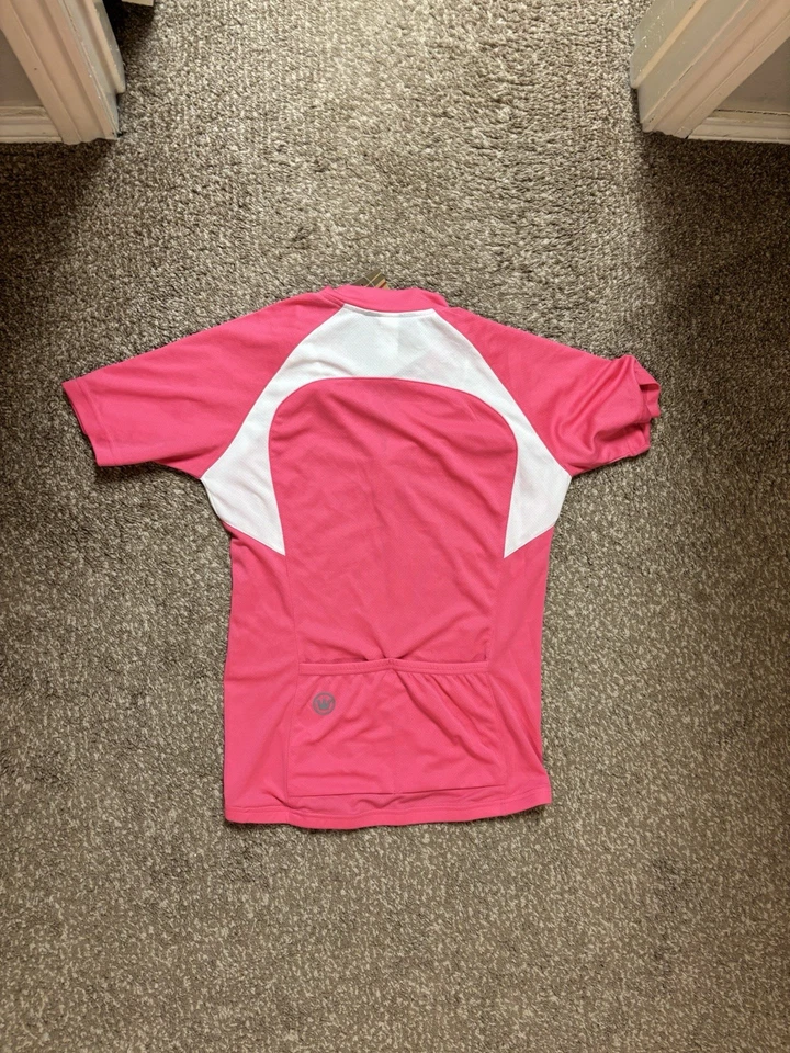 Camiseta deportiva de ciclismo para mujer CANARI talla M rosa/blanco, S/S, escote con cremallera 1/4, nueva con etiquetas Foto 3 de 3