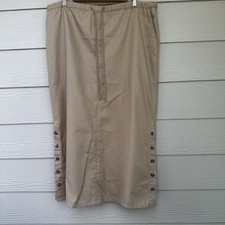 Orvis Tan / Cream Midi Skirt Size 14. Mayve Vintage. 100 Cotton.Made In USA