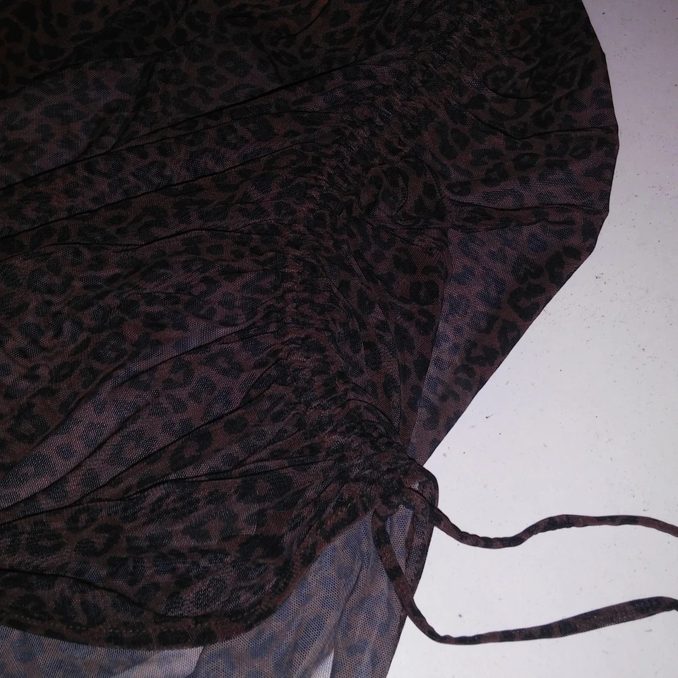 Victoria's Secret ROSA Natación Cubre XS Negro Marrón Leopardo Transparente Acanalado Scrunch Foto 4 de 4