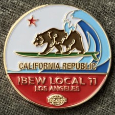 IBEW Local 11 Challenge Coin Los Angeles California State Flag Waves