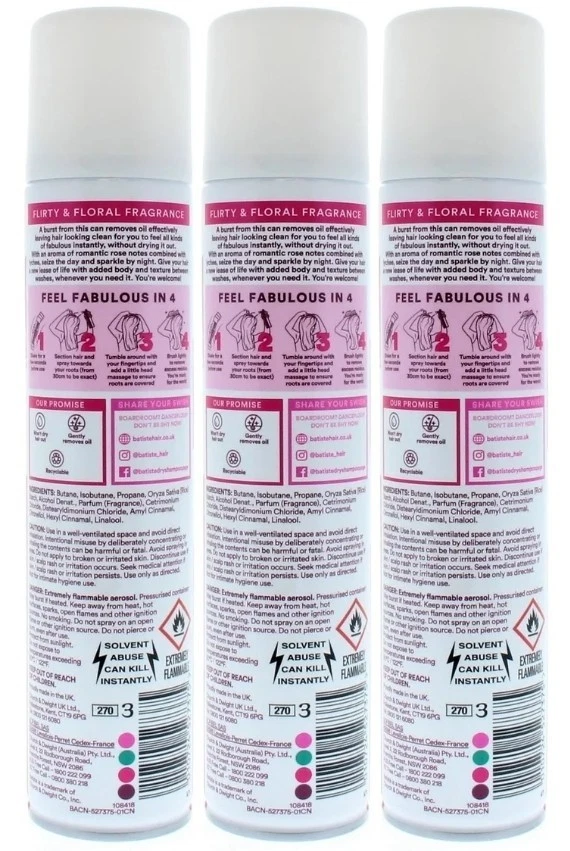 Batiste Dry Shampoo BLUSH 200ml (3-Pack) Instant Hair Refresh - Image 3 of 3