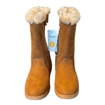 CAT & JACK Girls Kameryn Faux Fur Shearling Boots Chestnut Brown Size 5