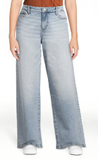 No Boundaries Womens High Rise Baggy Wide Leg Jeans 32" Inseam Light Wash Sz XS