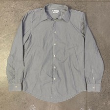 Zara Men's Dress Shirt M Striped Blue White Regular Fit Long Sleeve