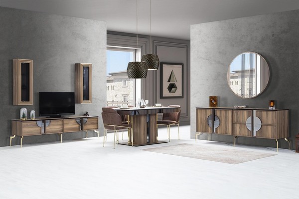 Stilvoll Esszimmer Set Besteht Aus Esstisch 4X StüHle Und Anrichte 6Tlg.-image