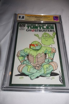 CGC SS 9.8 TMNT Turtles Ghostbusters 2 Sketch Original Comic Art Raphael Slimer