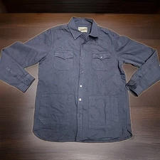 Schott Bros Blue Cotton Long Sleeve Button Front Jacket Shirt Mens XL
