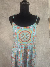 Drake's For J Crew Tiled Elephant Tie Shoulder Sun  Dress 6