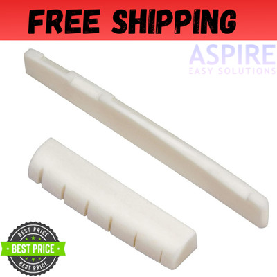 6 String Acoustic Guitar Bone Bridge Saddle and Nut Made of Real Bone for Acoust