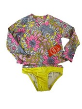 Wonder Nation Toddler Girls Rashguard Retro Floral Two Piece Swimsuit 2T NWT