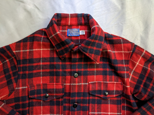 Vintage Pendleton Jacket Mens Size M Red Plaid Mackinaw Cruiser Wool Button Up - Picture 3 of 10