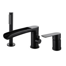 Waterfall Roman Tub Faucet with Hand Shower, Widespread Deck Mount Bathtub Fa...