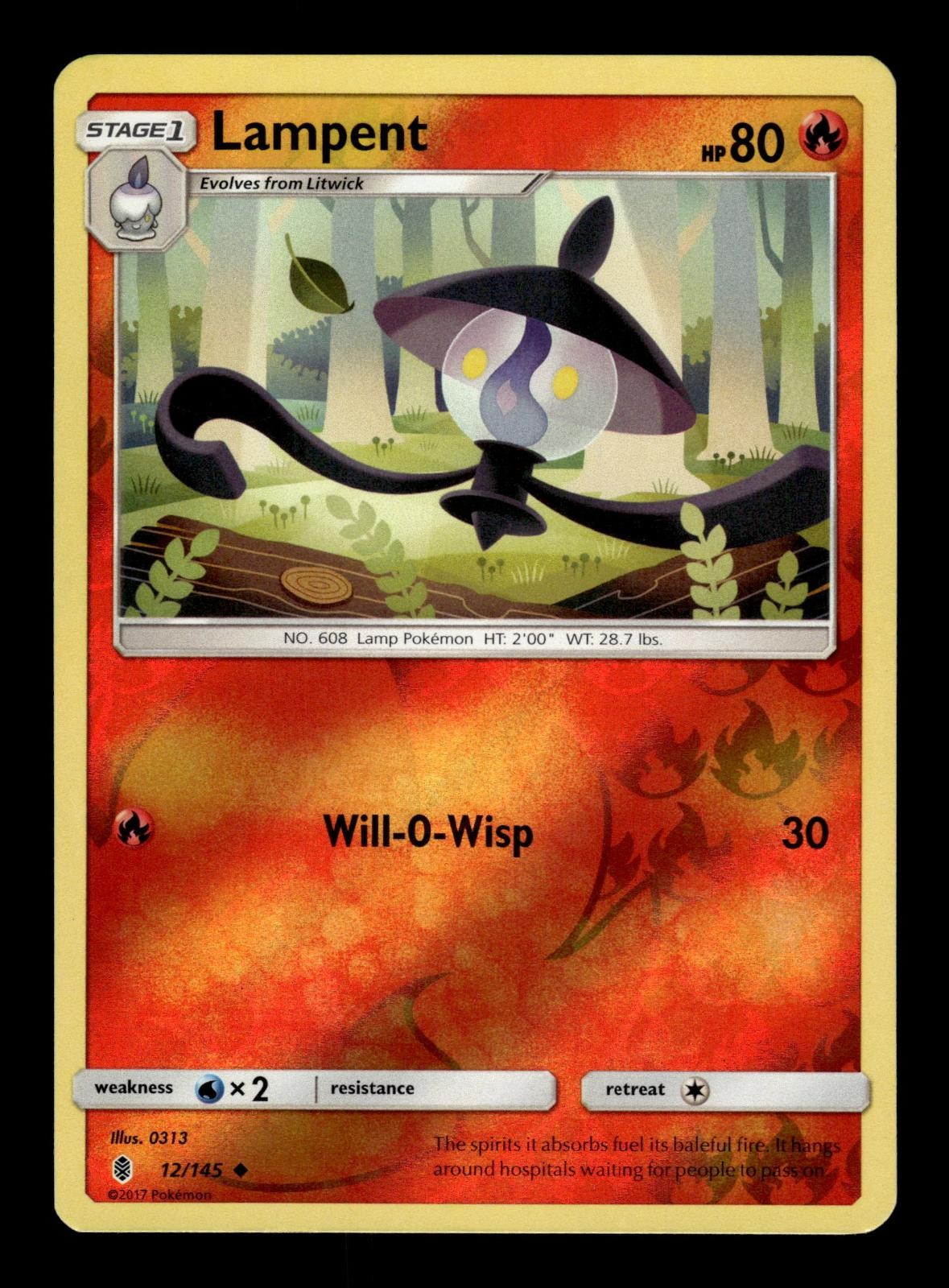 Lampent 12/145 Uncommon Guardians Rising Pokemon Reverse Holo Near Mint