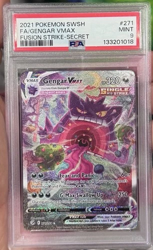 Pokemon 2021 Gengar VMAX 271/264 Alt Art Fusion Strike GEM MINT PSA 9 Alt Art MT