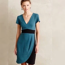 Anthropologie Maeve Turquoise Splitshade Tulip Hem Dress – Size S