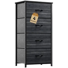  4 Drawers Dresser, Dresser for Bedroom, B - Black Wood Grain Ash 4-Drawer