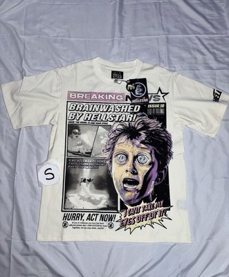 Hellstar Men's Brainwashed Graphic Print T-ShirtWhite ShortSleeve CrewNeck (S/L)