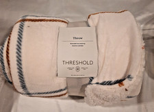 THRESHOLD 50"X60" THROW BLANKET BRAND NEW WHITE WITH STRIPES