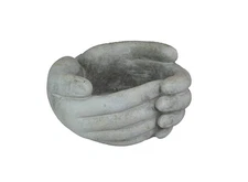 5.75-Inch Diameter Concrete Helping Hands Mini Planter and Candle Holder