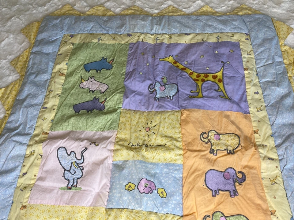 Edredón edredón Carters John Lennon Imagine Baby azul amarillo animales 40"x32" Foto 4 de 4