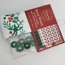 Merry Wreath Shower Curtain  Hook Set