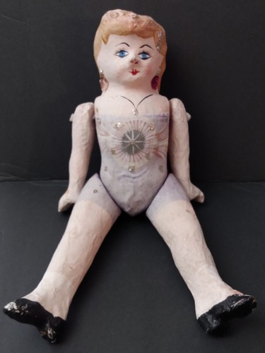 Muñeca bailarina acróbata de papel maché de colección cara pintada articulada VER FOTOS - Imagen 2 de 12