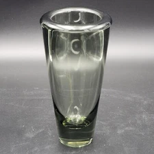 Holmegaard Per Lutken Smoked Grey Glass 7-1/8" Vase Signed 1960's Vintage *READ*