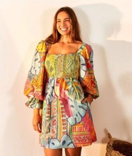 Anthropologie Farm Rio Dress Summer Tapestry Mini Dress 100% Cotton Size X Large