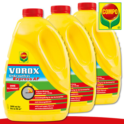 COMPO 3 x 3000ml Vorox Unkrautfrei Express AF bis 90m² Garten Giersch Bekämpfung