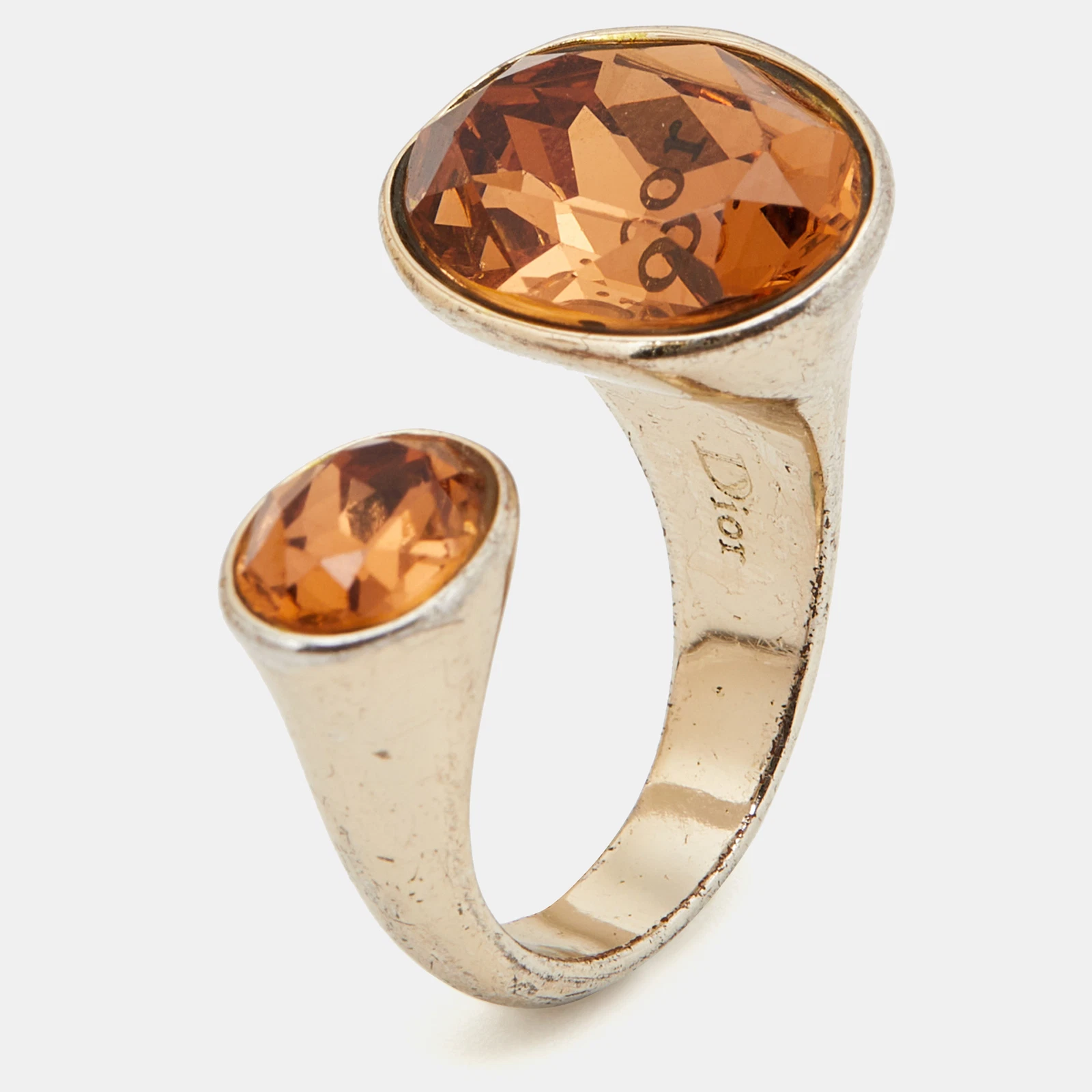Bague ouverte ton or cristal Dior taille 50,5