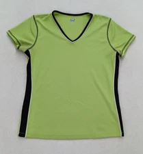 SJB Active Women's T-Shirt Size Small Green Athletic Sporty Gym Stretch V-Neck