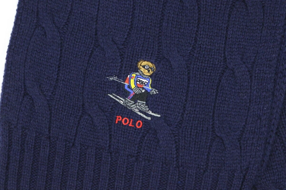 Polo Ralph Lauren Polo Bear Preppy Bear Bufanda Punto Cable - Azul Marino Foto 2 de 3
