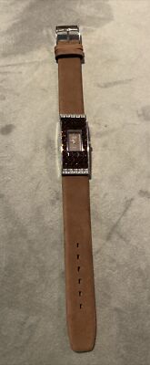 Suzanne Somers Vintage crystal leather watch brown black purple bands HSN Suzanne Somers Chocolate Brown Crystal Watch Leather Band  main image 2