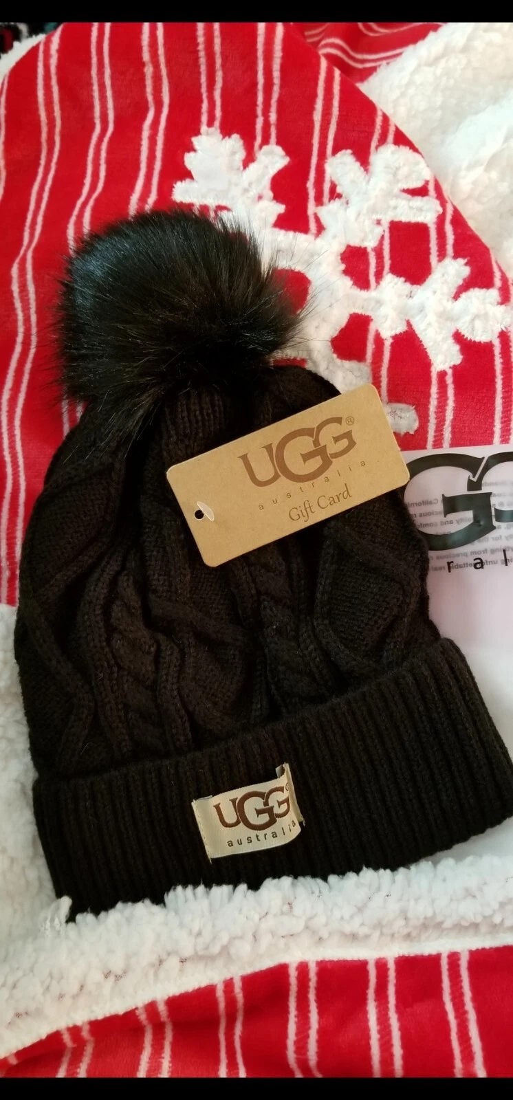 Ugg Knit Winter undeeline fleece beanie Black Os