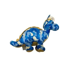 Camouflage Stuffed Dinosaur 15 X 10 Blue and Tan HugFun International