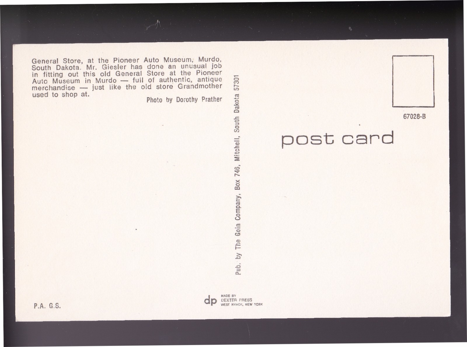 MURDO SOUTH DAKOTA SD General Store Auto Museum Vintage Postcard PC eBay
