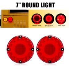 2pc 7 Round Red 36-led Tail Light School Bus Transit Vehicles Refuse Hauler